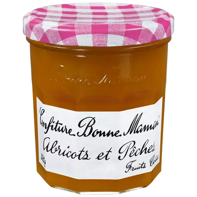 Confiture abricot pêche BONNE MAMAN, bocal de 370g