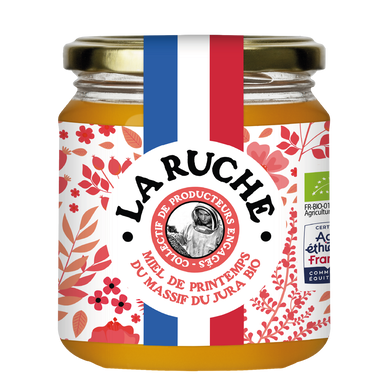 Miel de printemps du Massif du Jura bio France LA RUCHE, 375g