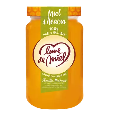 Miel d'acacia liquide LUNE DE MIEL, pot verre 375g