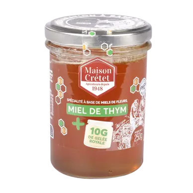 Miel de thym et gelée royal MIEL CRETET, 250g