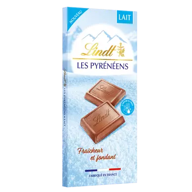 Chocolat au lait Les Pyrénéens lait LINDT, Tablette de 150g
