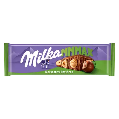 Chocolat au lait et aux noisettes entières Mmmax MILKA - Tablette de 270g
