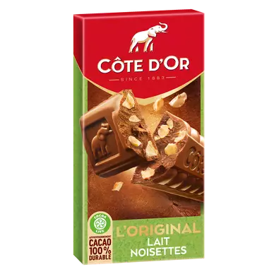 Chocolat au lait aux éclats de noisettes COTE D'OR - Tablette de 200g