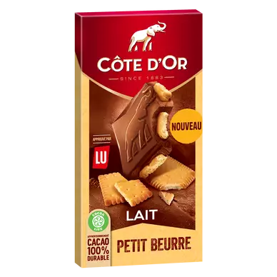 Chocolat biscuit au lait aux morceaux de Petit Beurre COTE D'OR - Tablette de 180g