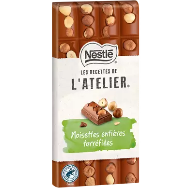 Chocolat lait noisettes torréfiées NESTLE L'ATELIER - Tablette 170g