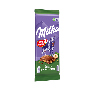 Chocolat au lait éclats de noisettes MILKA - Tablette de 125g