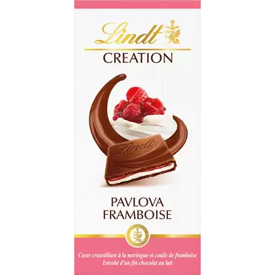 Création chocolat au lait pavlova à la framboise LINDT - 150g