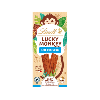 Lucky monkey lait onctueux LINDT, tablette 100g