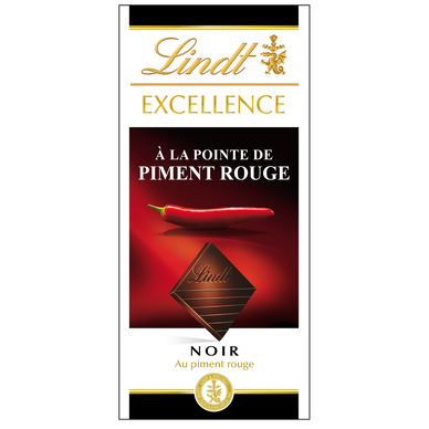 Chocolat Excellence noir piment rouge LINDT, tablette 100g