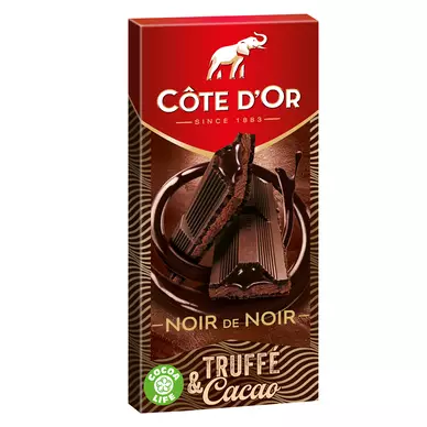 Tablette de chocolat noir fourrée Truffé et Cacao COTE D'OR - Tablettede 190g