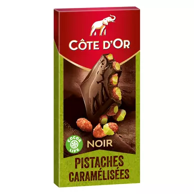 Chocolat noir aux pistaches caramélisées COTE D'OR - Tablette de 180g