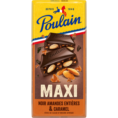 Tablette Chocolat Noir Maxi caramel et amandes POULAIN - 190g