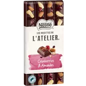 Chocolat noir cranberries amandes NESTLE L'ATELIER - Tablette 170g