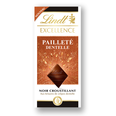 Tablette de chocolat excellence noir crêpe dentelle LINDT 100g