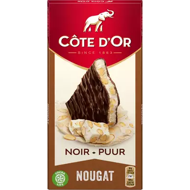 Tablette de chocolat noir fourrée au nougat COTE D'OR - Tablette de 130g