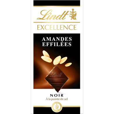 Chocolat noir et amandes effilées EXCELLENCE LINDT, Tablette de 100g