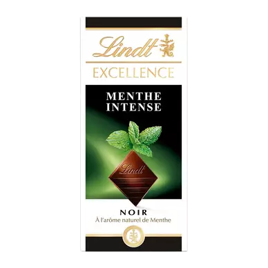 Chocolat noir menthe intense LINDT Excellence, Tablette de 100g