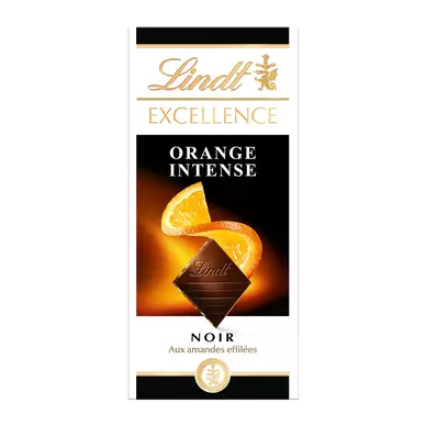 Chocolat noir orange intense Excellence LINDT Tablette de 100g