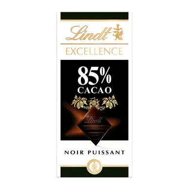Chocolat noir 85% cacao Excellence LINDT, Tablette de 100g