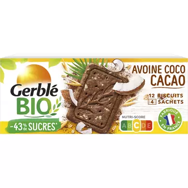 Biscuits avoine cacao coco GERBLE BIO - 4x3, 132g