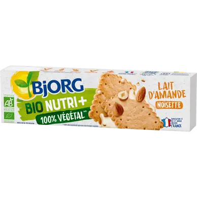 Biscuits Nutri+ 100% végétal lait amande noisette bio BJORG, 110g