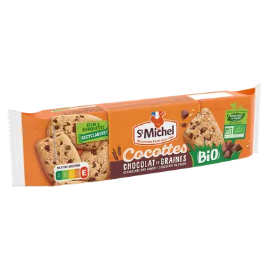 Biscuits bio Cocottes au chocolat et graines ST MICHEL, 140g