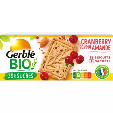 Biscuits amande cranberry GERBLE BIO - 4x3, 132g