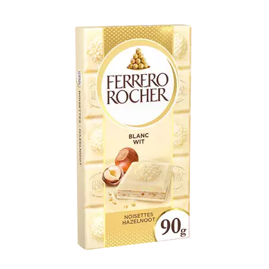 Chocolat blanc et noisettes FERRERO ROCHER Tablette de 90g