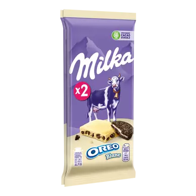 Chocolat blanc aux morceaux de biscuits Oréo MILKA - 2 tablettes de 90g