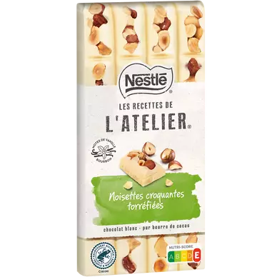 Chocolat blanc noisettes torréfiées NESTLE L'ATELIER - Tablette 150g