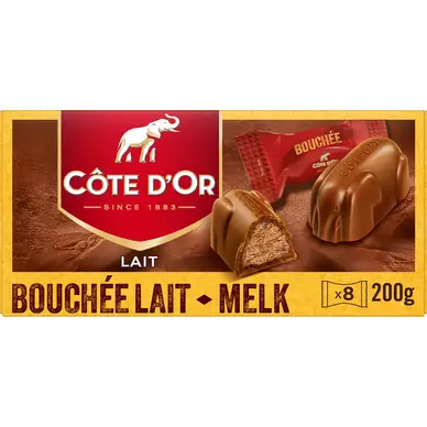 Bouchées chocolat lait noisetes amandes COTE D'OR - Boîte de 200g