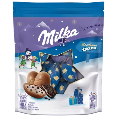 Bonbons de Noël chocolat oréo MILKA, 86g
