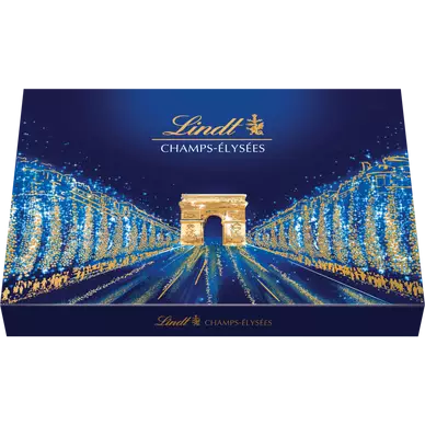 Boite d'assortiment Chocolat lait, noir, blanc LINDT CHAMPS-ELYSEES -469g - 44 Bouchées