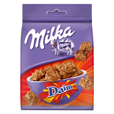 Chocolat au lait et aux éclats de Daim Snax MILKA - Sachet de 145g