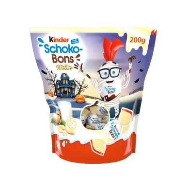 Bonbons chocolat supérieur au lait fourés lait et noisettes schokobonswhite KINDER 200g