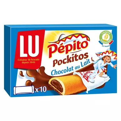 Biscuits barre fourrés au chocolat au lait Pepito pockitos LU - Paquetde 295g