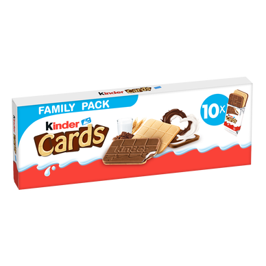 KINDER CARDS lait et cacao T10 (10 étuis x 2 biscuits), 256g