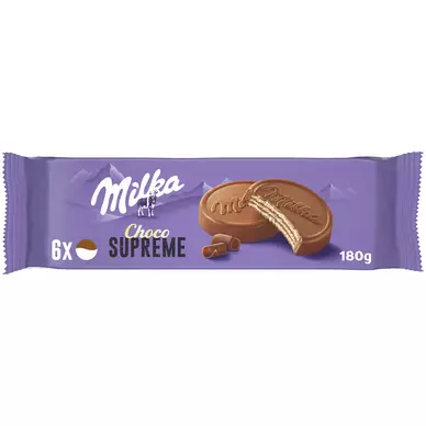 Biscuits gaufrettes enrobés chocolat supreme au lait MILKA - Paquet de180g