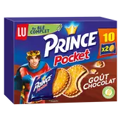 Biscuits fourrés au chocolat au blé complet PRINCE, paquet de 400g