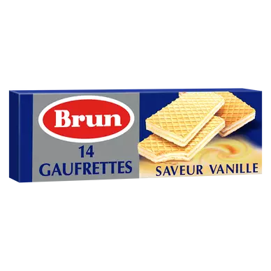 Biscuits gaufrettes fourrées saveur vanille BRUN, paquet de 146g