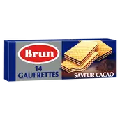 Biscuits gaufrettes fourrées saveur cacao BRUN, paquet de 146g