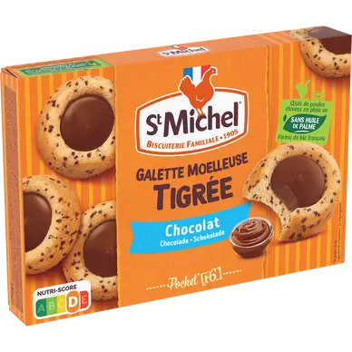 Galette moelleuse tigrée nappée au chocolat lait, ST MICHEL, 180g