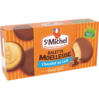 Biscuits Galettes moelleuse nappée au chocolat au lait ST MICHEL 180g