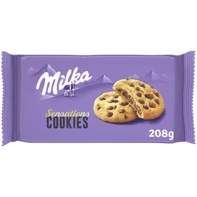 Cookies sensation biscuit aux pépites de chocolat au lait MILKA - Paquet de 208g