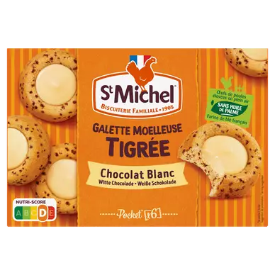 Galette moelleuse tigrée nappée au chocolat blanc, ST MICHEL, 180g