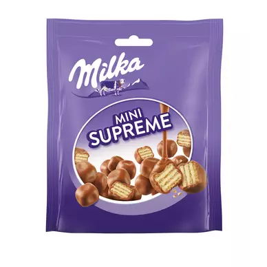 Biscuits gaufrettes enrobées au chocolat mini supreme au lait MILKA -Sachet de 110g