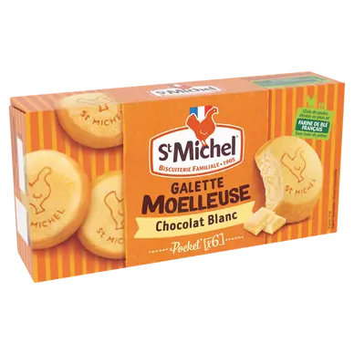 Biscuits Galettes moelleuse nappée au chocolat blanc ST MICHEL 180g