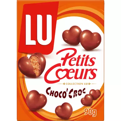 Biscuits petits coeurs chocolat croc LU - Paquet 90g