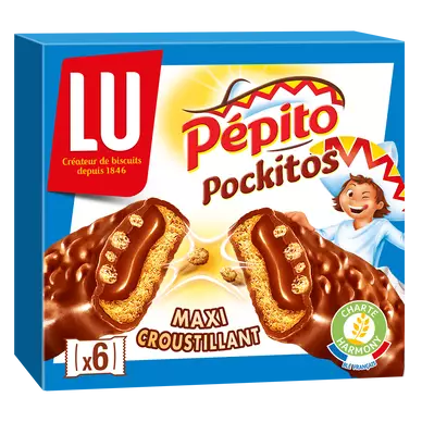 Biscuits barre au chocolat et au riz souflé Pepito pockitos LU - Paquet de 162g