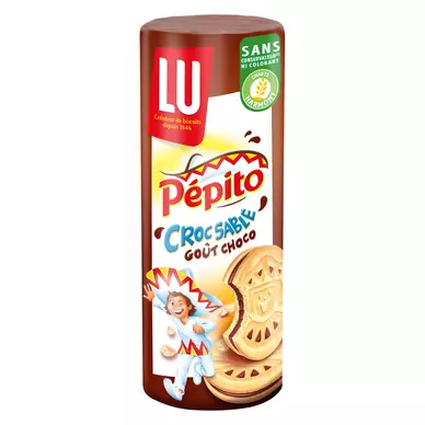 Biscuits fourrés au chocolat au lait Croc Sablé Pepito LU, paquet de 294g